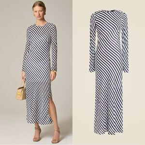 NWT J CREW COLLECTION Long-sleeve striped dress in viscose chiffon